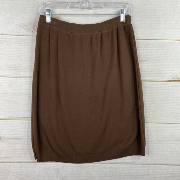 Saks Fifth Avenue Real Clothes Skirt Womens L Brown Sweater Knit Pull On VTG NWT - Picture 7 of 7